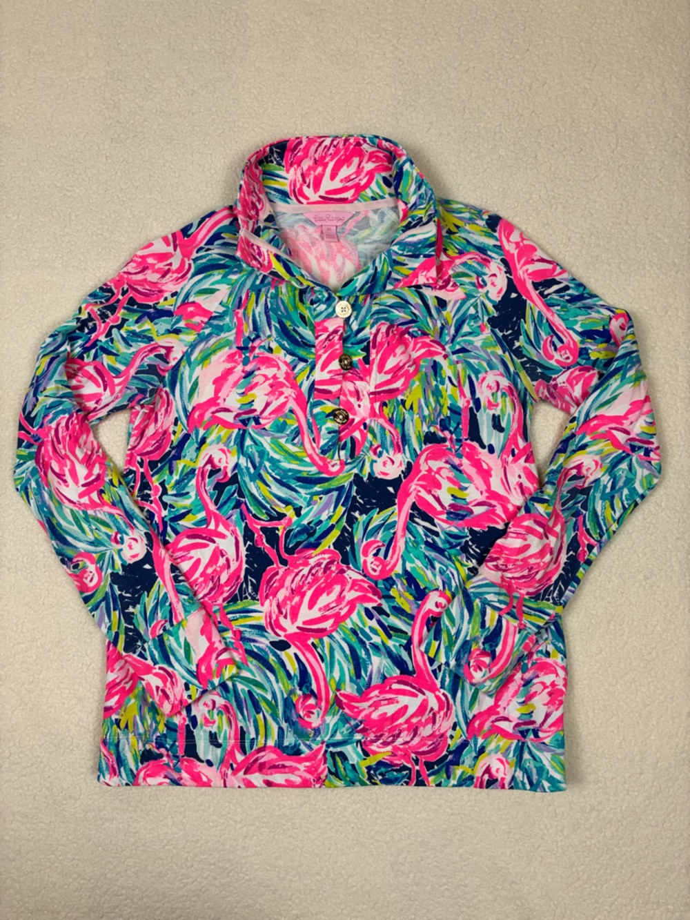 Lilly Pulitzer Windsor Popover Jacket Flamenco Beach Flamingo Pink Size XS EUC